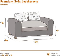 Moots Personalized Leatherette Sofa Cat & Dog Bed, Charcoal, Medium slide 2 of 9