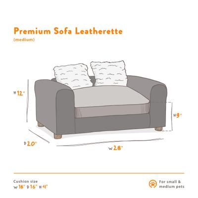 Show full view: Moots Personalized Leatherette Sofa Cat & Dog Bed, Charcoal, Medium slide 2 of 11