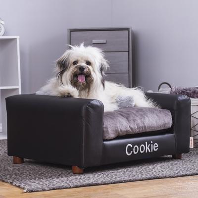 Show full view: Moots Personalized Leatherette Sofa Cat & Dog Bed, Charcoal, Medium slide 3 of 11