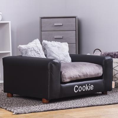 Show full view: Moots Personalized Leatherette Sofa Cat & Dog Bed, Charcoal, Medium slide 5 of 11
