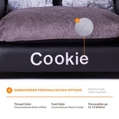 Show full view: Moots Personalized Leatherette Sofa Cat & Dog Bed, Charcoal, Medium slide 6 of 11