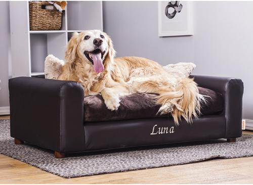 Show full view: Moots Personalized Leatherette Sofa Cat & Dog Bed, Espresso, Large slide 4 of 12