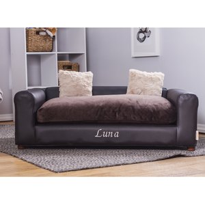 Moots Personalized Leatherette Sofa Cat & Dog Bed, Espresso, Large