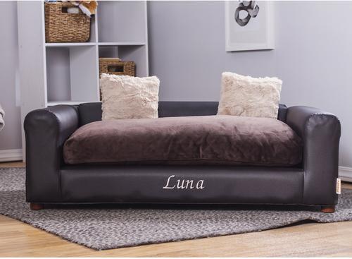 Show full view: Moots Personalized Leatherette Sofa Cat & Dog Bed, Espresso, Large slide 5 of 12