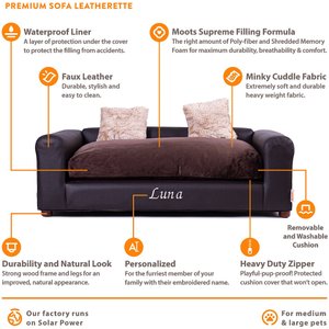 Moots Personalized Leatherette Sofa Cat & Dog Bed, Espresso, Large