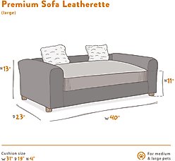 Moots Personalized Leatherette Sofa Cat & Dog Bed, Charcoal, Large slide 2 of 9