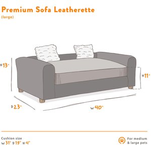 Moots Personalized Leatherette Sofa Cat & Dog Bed, Charcoal, Large