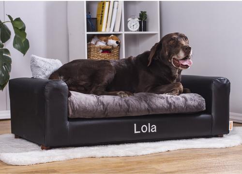 Show full view: Moots Personalized Leatherette Sofa Cat & Dog Bed, Charcoal, Large slide 3 of 11