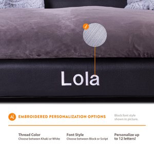 Moots Personalized Leatherette Sofa Cat & Dog Bed, Charcoal, Large