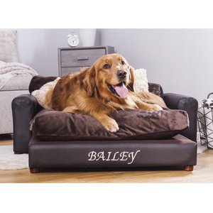 Moots Personalized Leatherette Sofa Cat & Dog Bed, Espresso, X-Large
