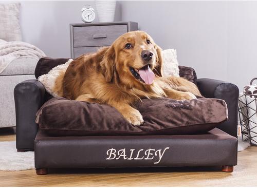 Show full view: Moots Personalized Leatherette Sofa Cat & Dog Bed, Espresso, X-Large slide 3 of 11