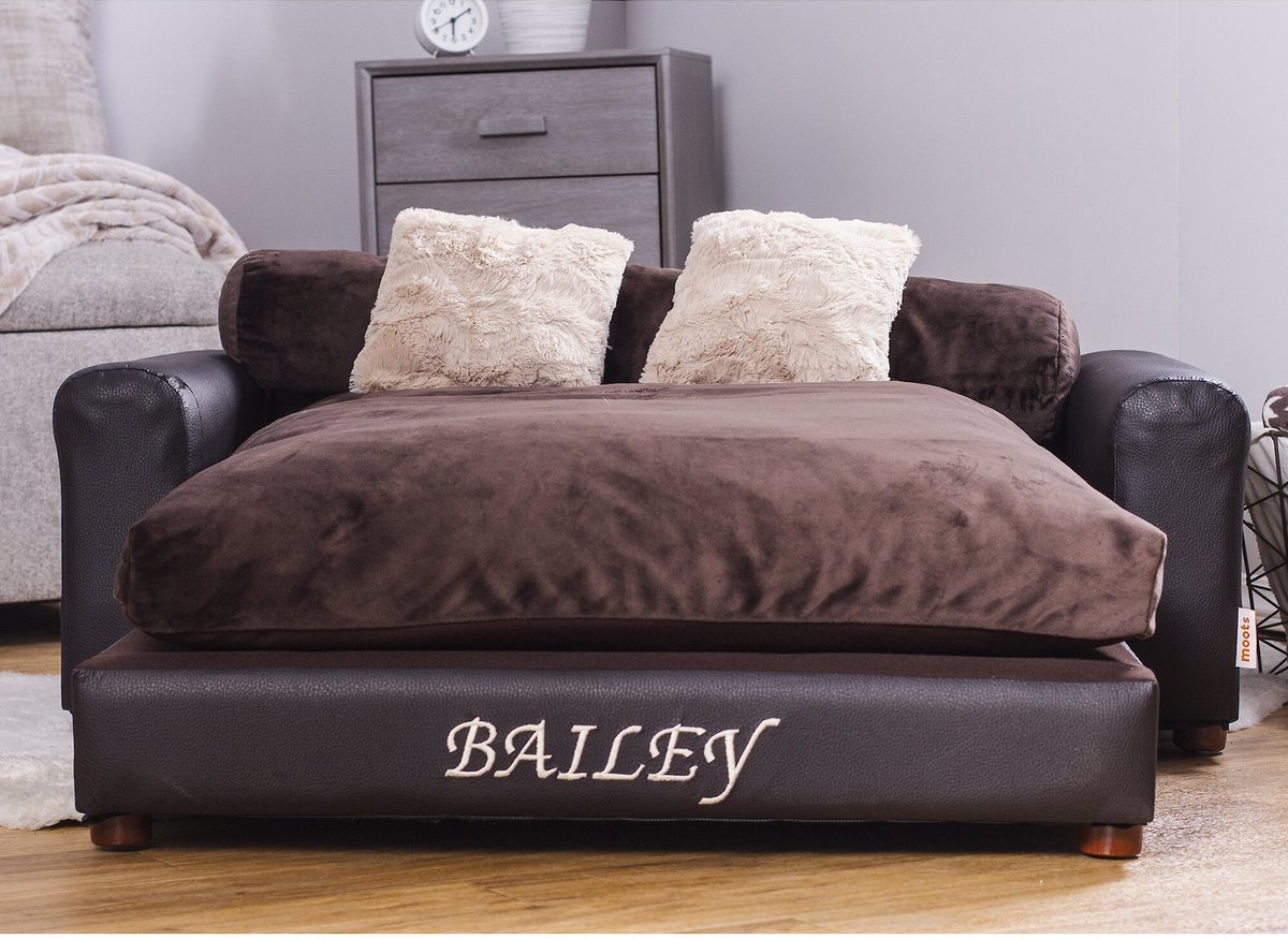 MOOTS Personalized Leatherette Sofa Cat & Dog Bed, Espresso, XLarge