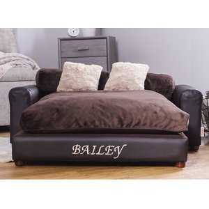 Moots Personalized Leatherette Sofa Cat & Dog Bed, Espresso, X-Large