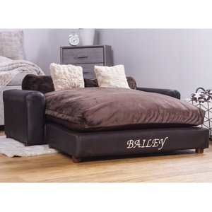 Moots Personalized Leatherette Sofa Cat & Dog Bed, Espresso, X-Large