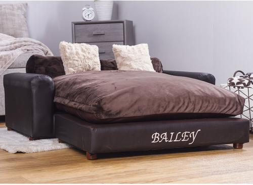 Show full view: Moots Personalized Leatherette Sofa Cat & Dog Bed, Espresso, X-Large slide 5 of 11