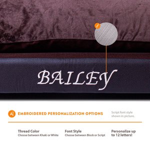 Moots Personalized Leatherette Sofa Cat & Dog Bed, Espresso, X-Large