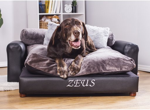 Moots Personalized Leatherette Sofa Cat & Dog Bed, Charcoal, X-Large