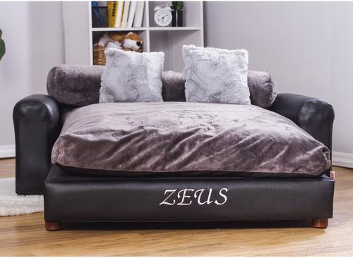 Show full view: Moots Personalized Leatherette Sofa Cat & Dog Bed, Charcoal, X-Large slide 4 of 11