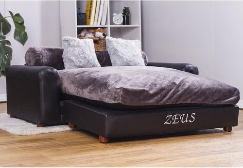 Show full view: Moots Personalized Leatherette Sofa Cat & Dog Bed, Charcoal, X-Large slide 5 of 11