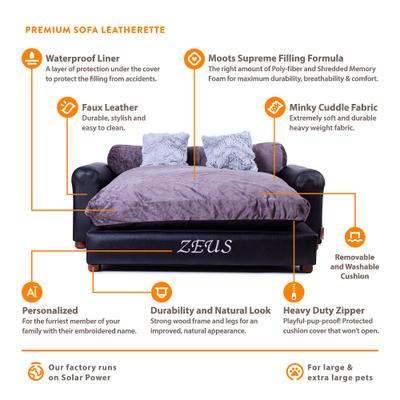 Show full view: Moots Personalized Leatherette Sofa Cat & Dog Bed, Charcoal, X-Large slide 7 of 11