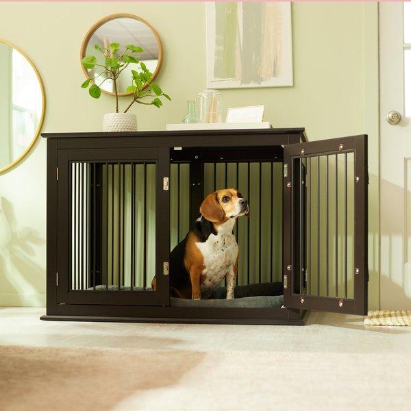 Temporarily Unavailable FRISCO Double Door Wood & Metal Furniture Style Dog Crate, Espresso