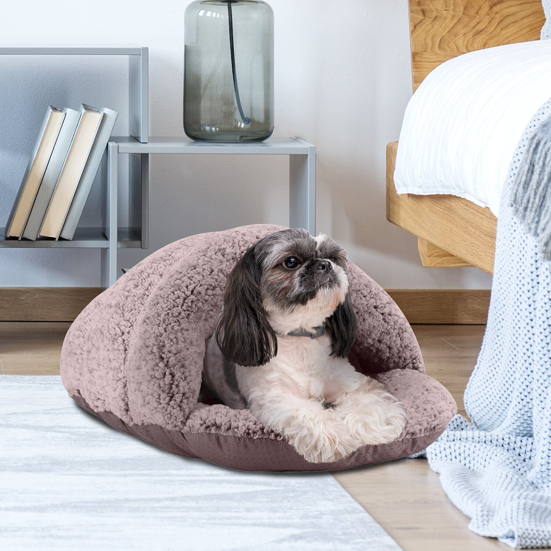 Sleepy Pet Slipper Oval Cuddler Pet Bed Blush Small