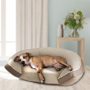 Canine Creations Step In Orthopedic Bolster Dog Bed, Beige, Large