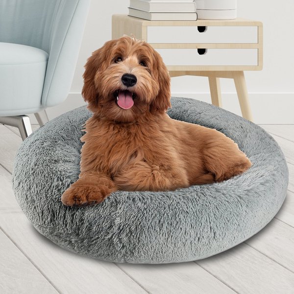 Canine Creations Donut Orthopedic Bolster Dog Bed, Charcoal, Large slide 1 of 10