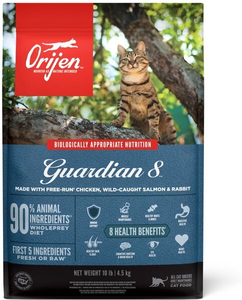 ORIJEN Guardian 8 Free Run Chicken, Wild Caught Salmon & Rabbit Adult Grain-Free Dry Cat Food, 10-lb bag slide 1 of 9