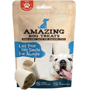 Amazing Dog Treats 2 - 3-inch Peanut Butter Filled Bone Dog Treats, 4 count