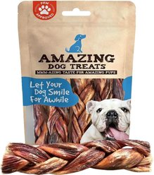 Amazing Dog Treats Braided Beef Esophagus Jerky Dog Treats, 4 count