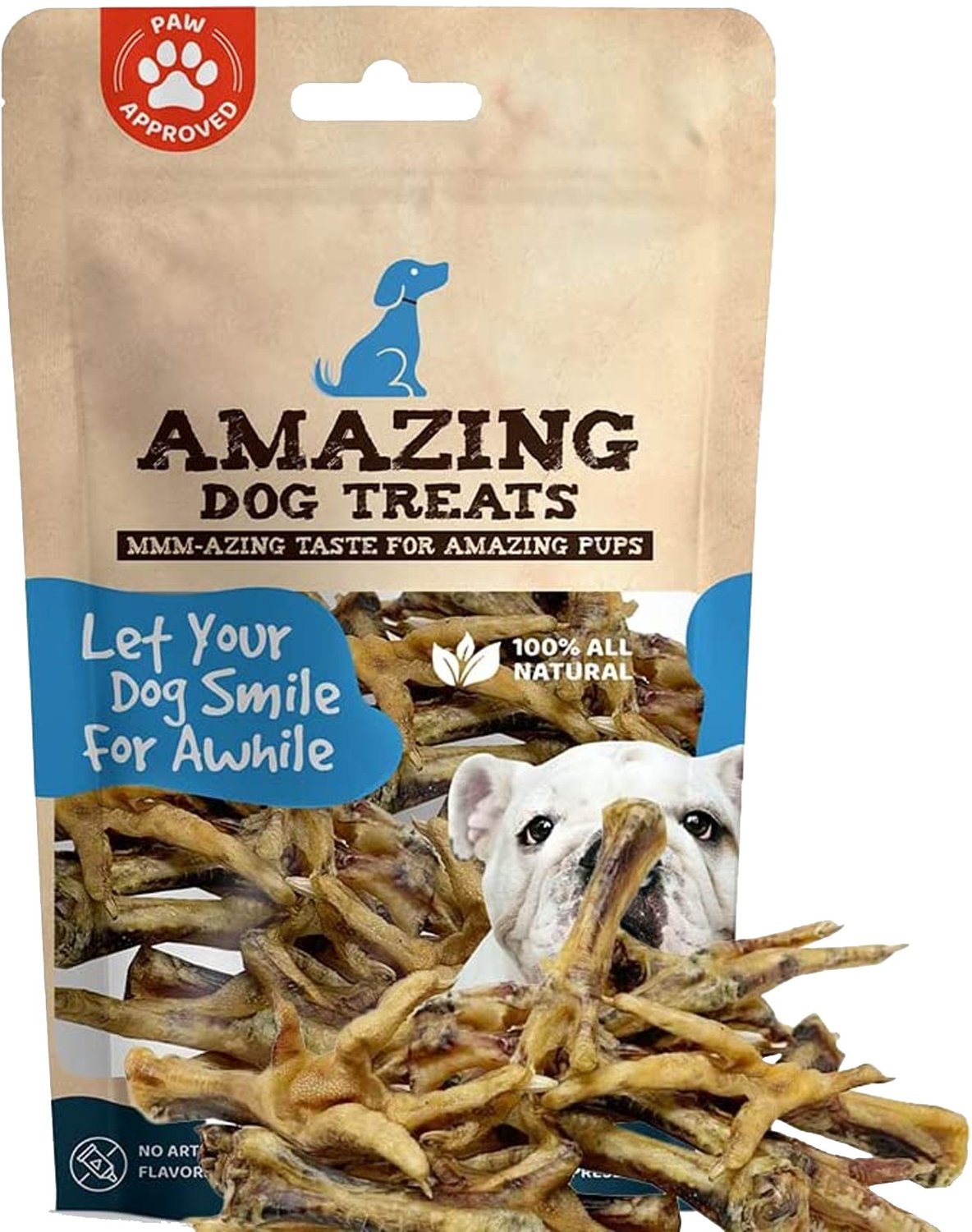 AMAZING DOG TREATS Chicken Feet Dog Treats, 25 count