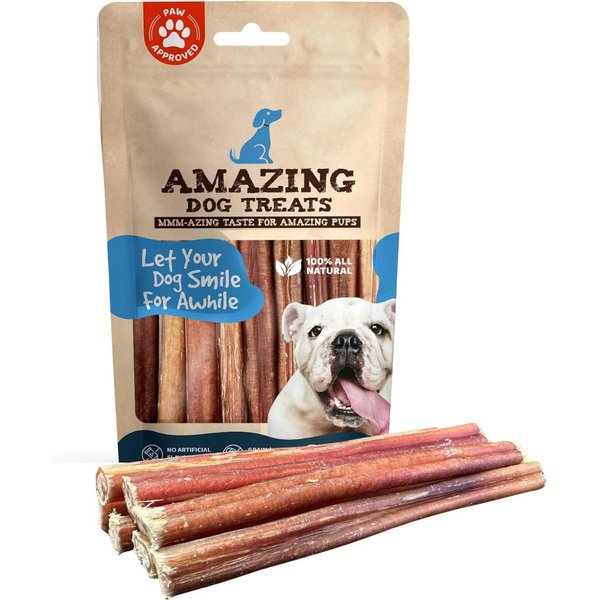 AMAZING DOG TREATS 6-inch Small Thin Bully Sticks Dog Treats, 12