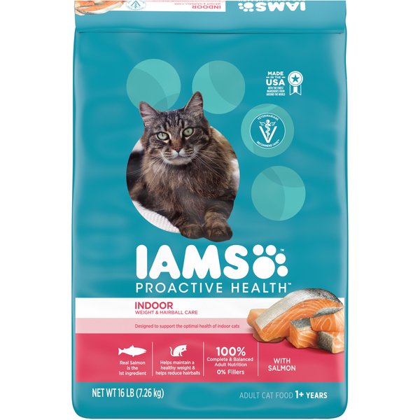 IAMS ProActive Health Indoor Weight & Hairball Care Adult Dry Cat Food ...