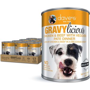 DAVE S PET FOOD Gravylicious Chicken Beef with Veggies Grain Free Canned Wet Dog Food 12 oz can case of 12 Chewy