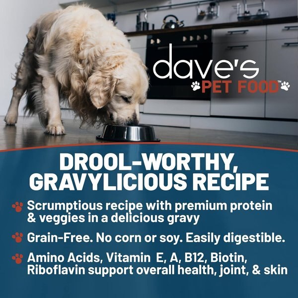 Dave's Pet Food Gravylicious Lamb & Veggies Pate Grain-Free Canned Wet Dog Food, 12-oz can, case of 12