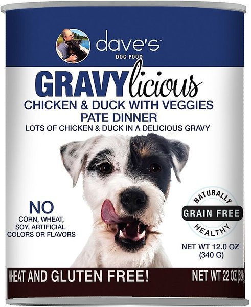 Dave's Pet Food Gravylicious Chicken & Duck With Veggies Grain-Free Wet Dog Food, 12-oz can, case of 12 slide 1 of 1