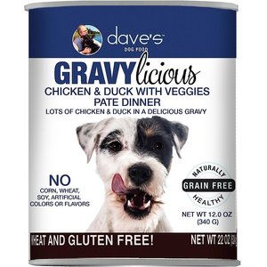 Dave's Pet Food Gravylicious Chicken & Duck With Veggies Grain-Free Wet Dog Food, 12-oz can, case of 12