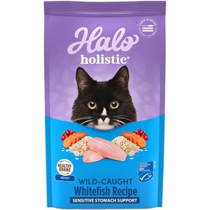 Halo Holistic Wild-Caught Whitefish Recipe Sensitive Stomach Support Adult Dry Cat Food, 10-lb bag