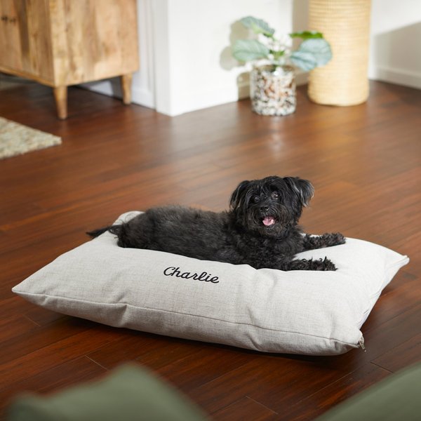 Frisco Personalized Knife Edge Bed, Beige Linen, Large slide 1 of 4