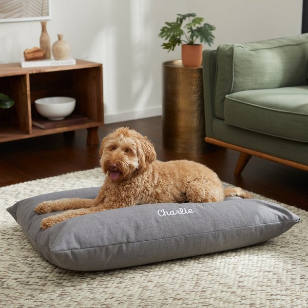 FRISCO Personalized Knife Edge Bed, Dark Grey Linen, X-Large - Chewy.com