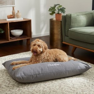 Frisco Personalized Knife Edge Bed, Dark Grey Linen, X-Large