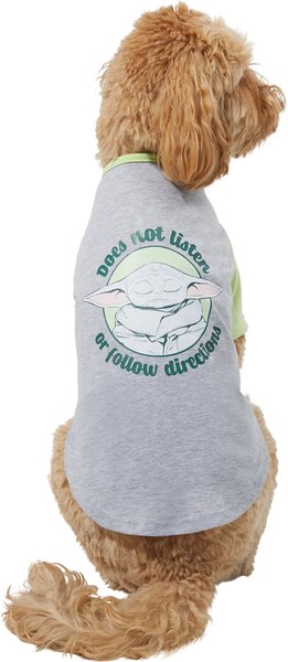 STAR WARS THE MANDALORIAN GROGU "Doesn't Listen" Dog & Cat Raglan T-shirt, Small slide 1 of 7