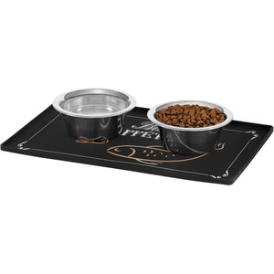 Frisco Silicone Fish Print Dog & Cat Food Mat, Black