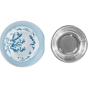 Frisco Coral Design Stainless Steel Dog & Cat Bowl, Teal, X-Small: 0.5 cup
