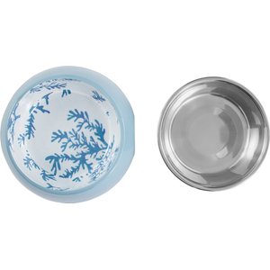Frisco Coral Design Stainless Steel Dog & Cat Bowl, Teal, Medium: 3 cup
