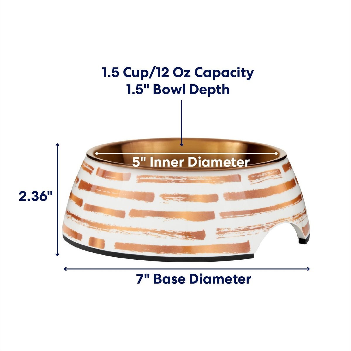 FRISCO Copper Print Design Stainless Steel Dog & Cat Bowl, Small 1.5 cup