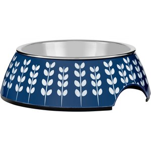 Frisco Leaf Design Stainless Steel Dog & Cat Bowl, Blue, 0.5 Cup