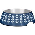 Frisco Leaf Design Stainless Steel Dog & Cat Bowl, Blue, Medium