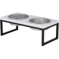 Frisco Marble Print Stainless Steel Double Elevated Dog Bowl, Black Stand, 7 Cup